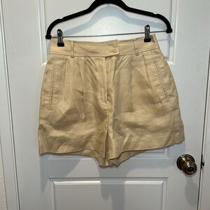 Mango 100% Linen High Waisted Trouser Shorts